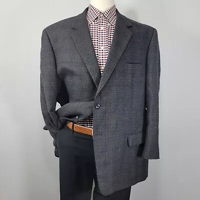 Pronto Uomo Men's Sport Coat Blazer Two Button Lambs Wool Gray Plaid Size 50R - Image 1 of 4