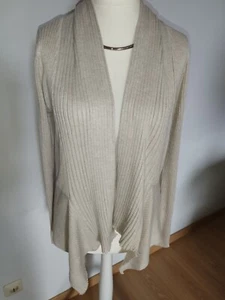 Zipfel-Strickjacke von Esprit*Offen*Viskose-Mix*Beige meliert*Gr. L*Ungetragen - Bild 1 von 6