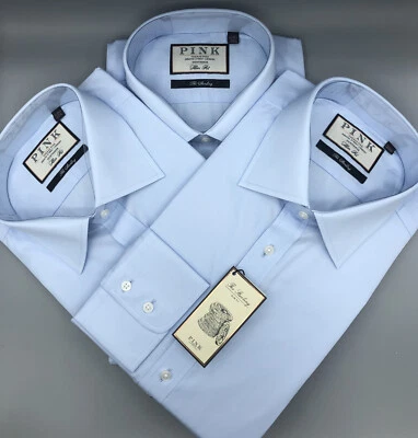 3 X Camisas Thomas Rosa, Azul Pálido, Reino Unido: 17L, UE: 43L, Precio de venta sugerido por el fabricante: 115 £ cada una, Nuevas con etiquetas Foto 1 de 4