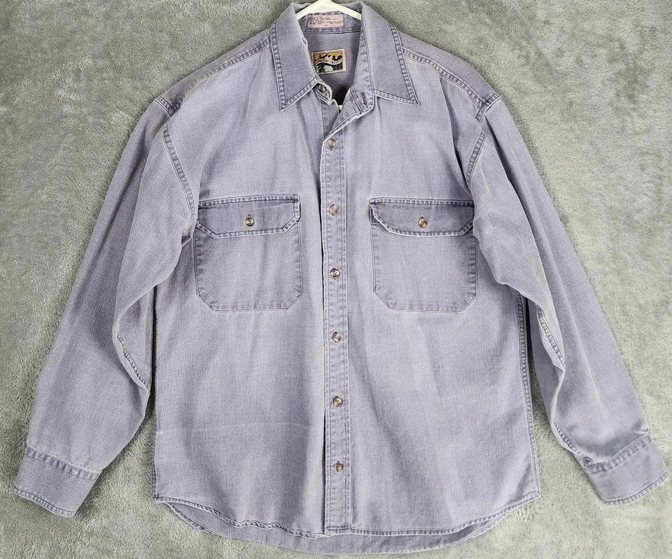 Pacific Crest Shirt Mens Medium Purple Denim Western Button Up 90s Vintage - Image 1 of 4