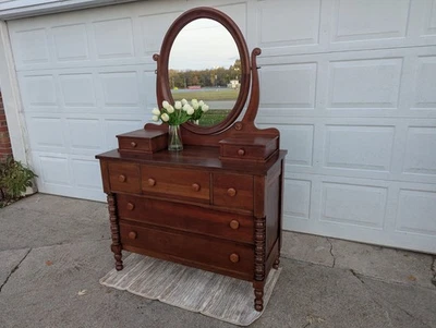 Antique Solid Cherry Wood Dresser with Mirror – Davis Cabinet Company - Image 1 of 4
