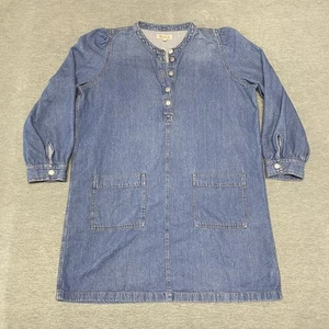 Madewell Dress Womens XL Blue Denim Pocket Tunic Long Sleeve Shift Button Linen - Picture 1 of 13