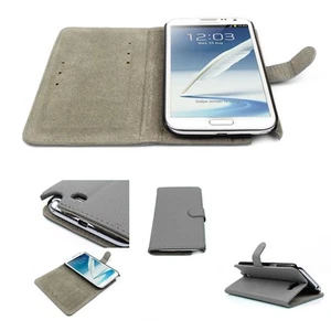 NEW WALLET CASE COVER FLIP STAND POUCH PU LEATHER GREY GALAXY NOTE II 2 - Photo 1 sur 1