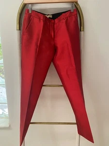 Michael Kors Italy Wool Silk Shantung Tapered Samantha Pants Crimson Womens 2 - Picture 1 of 9