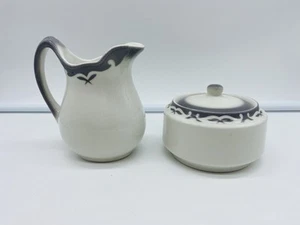 Jackson China Clifton Gray Restaurant Creamer & Sugar Bowl w/Lid 1960 READ - Picture 1 of 12