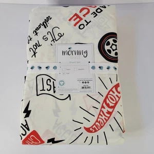 Morning Bird Hot Wheels Licensed 4pc FULL Sheets Set Organic 100% Cotton Racing - Picture 1 of 13