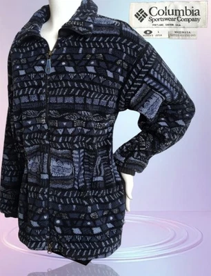 Chaqueta Columbia De Colección EE. UU. Para Mujer Talla MED Vellón Abstracto Azteca Suroeste Cremallera Completa Foto 1 de 4