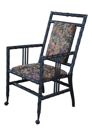 Antique Victorian Mahogany Painted Hunzinger Barley Twist Arm Chair Ball & Claw Cover