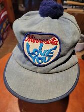 Vintage Minnesota I Love You Patch Pom Cap Hat Snapback USA Union Made Hippie