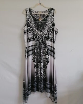 Nuevo con etiquetas Maxi Vestido World Unity Mujer Blanco Negro Dobladillo Asimétrico Floral Bruja 1X Foto 1 de 4