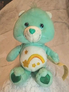 Juguete de peluche vintage Wish Care Bear bebé verde amarillo estrella arco iris 2002 8 1/2" - Imagen 1 de 13