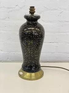 Vintage Table Lamp / Ceramic Brass Black Stone Effect / Mid Century 16” Tall - Picture 1 of 5