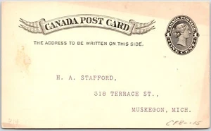 Postcard c1896 #P14 1c Black Rosette London Ontario Easy Car Pushers to Muskegon - Picture 1 of 2