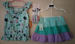 Gymboree Kleinkind Mädchen Hinterhof Explorer 3-teiliges Set/Top/Skort & Accy/Neu mit Etikett/Größe 3T - Bild 1 von 11