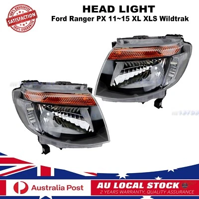 Pair Wildtrak Black LH&RH Head Light Front Lamp For Ford Ranger PX 11~15 XL XLS - image 1 of 3