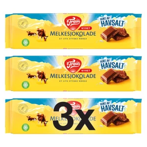 3x Freia Havsalt Melkesjokolade 200g - Norwegian Chocolate - Picture 1 of 3
