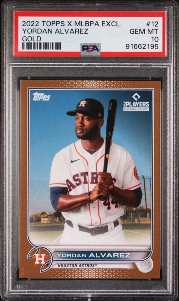 2022 TOPPS X MLBPA EXCLUSIVE 12 YORDAN ALVAREZ GOLD /50 - PSA 10 - POP 3! - Image 1 of 2