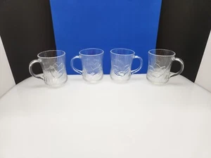 4 Arcoroc Canterbury Crocus Clear Glass Mugs Coffee Cups Tea Tulip Vintage - Picture 1 of 21
