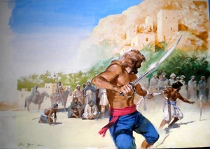 § ALDO DI GENNARO Tavola Originale "IL DUELLO" Original Artwork Published Signed - Foto 1 di 10