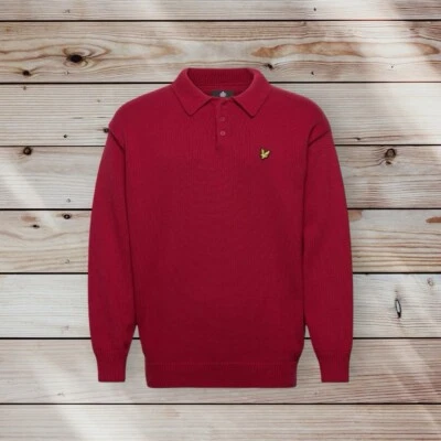 Lyle & Scott Blousson Knitted Polo Shirt Jumper Red KN1705VX 2XL 3XL 4XL 5XL - Image 1 of 4