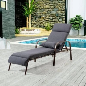 Pellebant Patio Chairs 1-Piece Metal Outdoor Chaise Lounge Adjustable Dark Gray - Picture 1 of 5