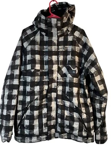 Burton Dryride Poacher Mens Size M Plaid Ski Snow Board Jacket Black 8378 EUC - Picture 1 of 8