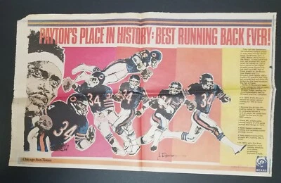 WALTER PAYTON 1986 Chicago Sun Times Newspaper BEARS Best NFL Running Back Ever - Image 1 of 3