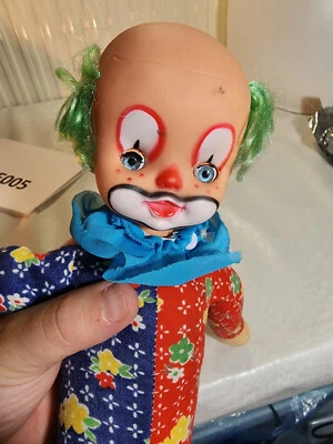 Poupée mi-tissu CLOWN ancienne vintage maquillage cirque enfants artiste - Photo 1/4