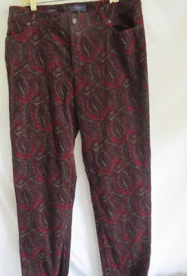 Talbots Maroon Paisley Heritage Corduroy Pants 16W Cotton Spandex NWT - Image 1 of 4