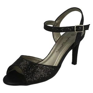 *OFERTA* Sandalia de noche negra brillante para dama Anne Michelle F1R0467 - Imagen 1 de 9