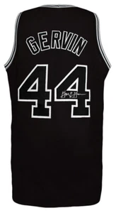 George Gervin Signed Black Throwback Custom Basketball Jersey - (SCHWARTZ COA) - Picture 1 of 3