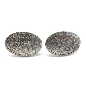 Vintage 925 Sterling Silver Theda Signed Shiny Etched Textured Cuff Links - Picture 1 of 5