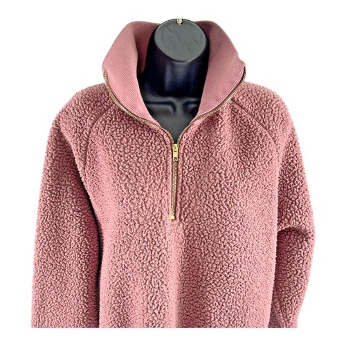 UNDERCOVER Felpa Victoria’s Secret ROSA donna malva teddy sherpa 1 4 zip cropped taglia L