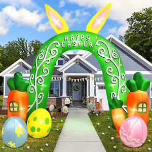 12FT Easter Inflatables Outdoor Decorations Carrot Colorful Eggs Rabbit Ears Arc - Picture 1 of 7