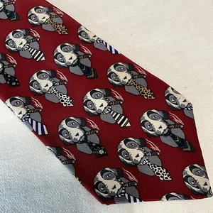 Vicky Davis Cigar Hound Smoking Dog Print 100% Silk Mens Necktie Tie Formal Work - Picture 1 of 4