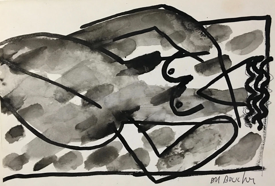 Alain Michel Boucher - Original Painting - Gouache - Nude 2 - Image 1 of 1