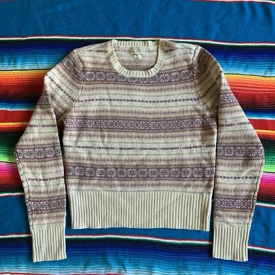 Ralph Lauren Polo 牛仔裤女式 100% 羊羔羊毛毛衣中号条纹 — 第 1/4 张图片