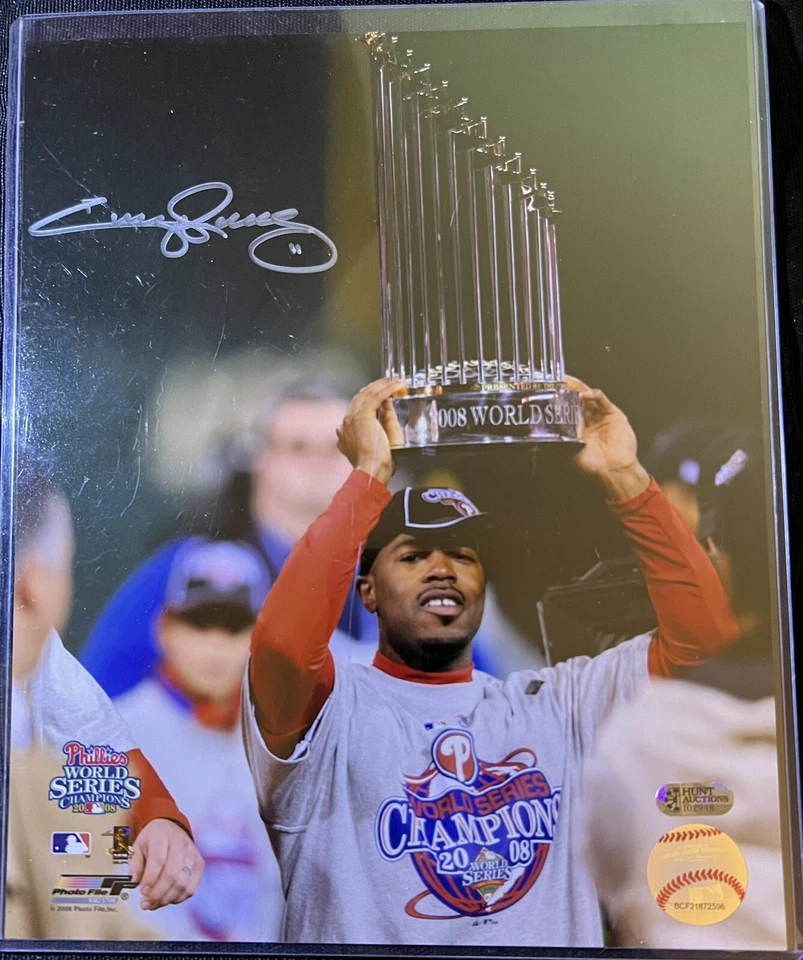 Jimmy Rollins Phillies Signed 2008 World Series 8x10 Photo (Hunt Auctions) - Image 1 of 1