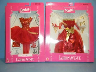 VESTIDO DE FESTA BARBIE 1998 VERMELHO E 1997 VESTIDO DE NOITE VERMELHO CONJUNTO FASHION AVENUE *NOVO* - Imagem 1 de 4