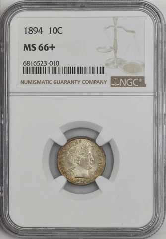 1894 Barber Dime 10c MS66+ NGC 947163-2 Cover