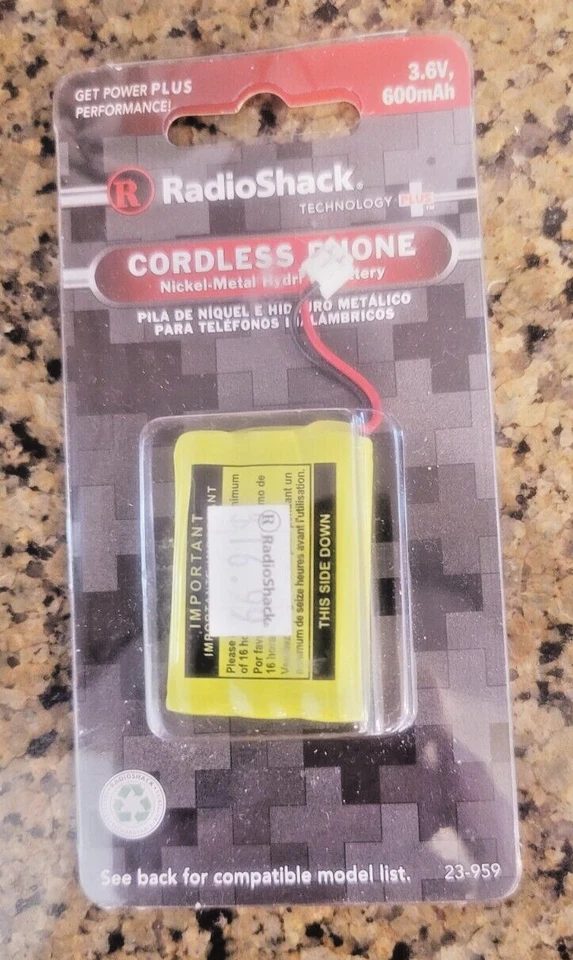 RadioShack Cordless Telephone Rechargeable Nic-Metal Battery-3.6V 600mAh 23-959