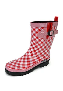 MADSea Damen Gummistiefel Checkered rot Halbschaft Regenstiefel halbhoch stabil - Bild 1 von 7