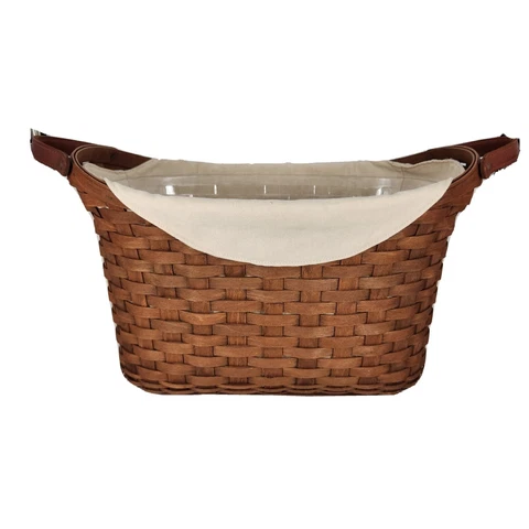 Longaberger 2008 Library Basket Rich Brown+Khaki Liner+Prot. COUNTRY FARMHOUSE Cover