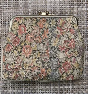 Saks Fifth Avenue Vintage Floral Coin Purse Wallet Makeup Bag Germany Tapestry - Picture 1 of 5