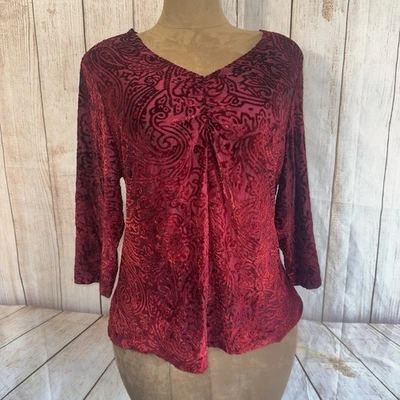 Top bordado de terciopelo rojo Lane Bryant, para mujer talla 18/20 vacaciones de Navidad 2X Foto 1 de 4