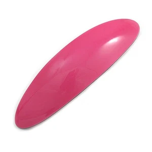 Magenta Acrylic Oval Barrette/ Hair Clip In Silver Tone - 95mm Long - Picture 1 of 6