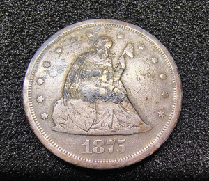 1875-S Seated Liberty Silver 20 Cent Silver- San Francisco Mint - VG-F Details - Picture 1 of 23