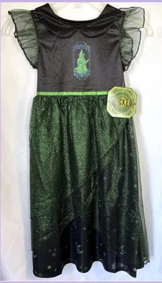 Camisón Wicked Elphaba Bruja del Oeste Negro Fantasía Niñas Talla 4/5 Nuevo Foto 1 de 4