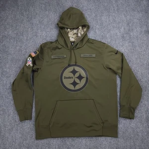 Pittsburgh Steelers Hoodie Mens XL Green Camo Nike Salute To Service USA Pocket - Picture 1 of 15