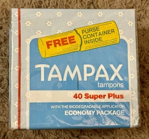 Vintage Tampax Tampons 40 Super Pack Purse Container Economy Package Movie Prop - Picture 1 of 6